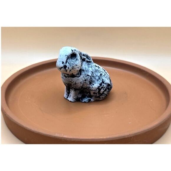 Modern Vintage Other - Pottery Rabbit Figurine made from Mt. St. Helen Ash Singed by Artist